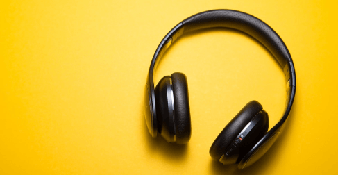 black wireless headphones