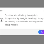 Minimal Alert & Confirmation Modals in JavaScript – PopupJs.js