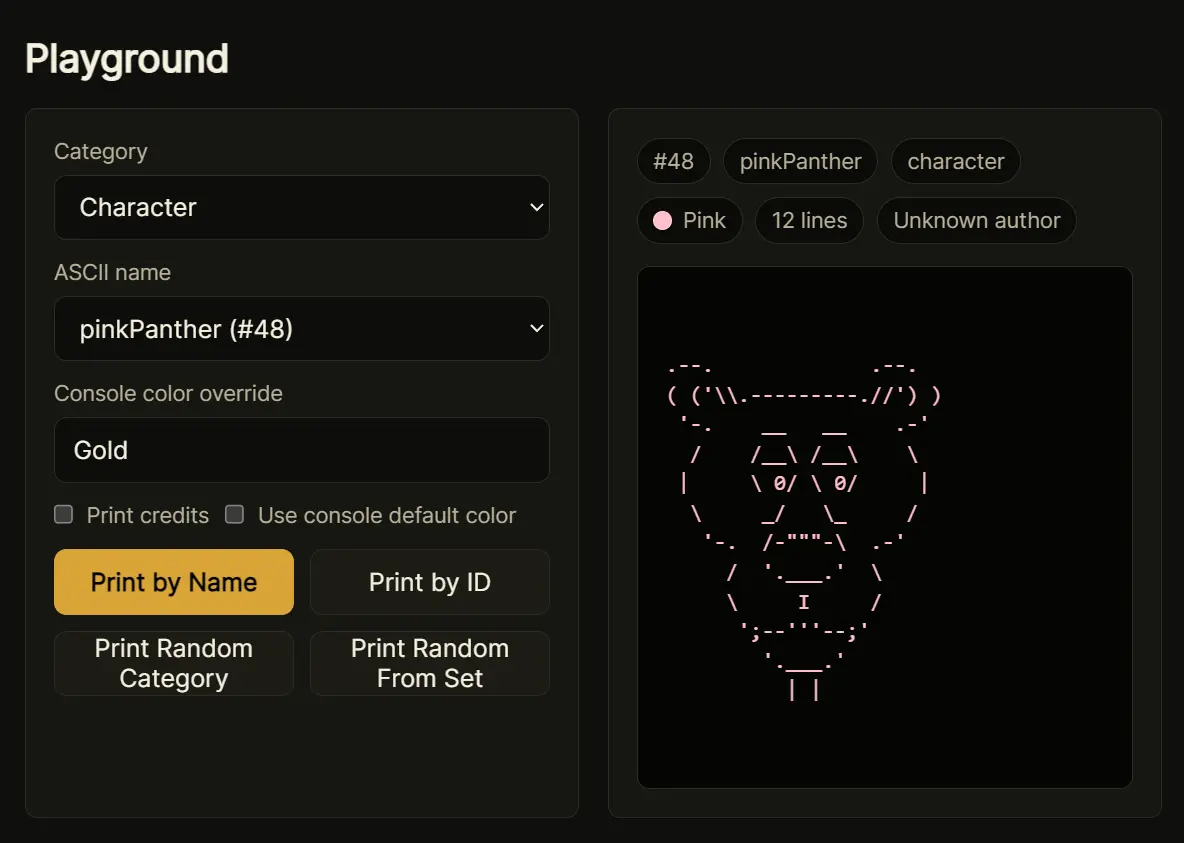 Ascida Script Print ASCII Art in the Browser Console - ASCII Printer | CSS Script
