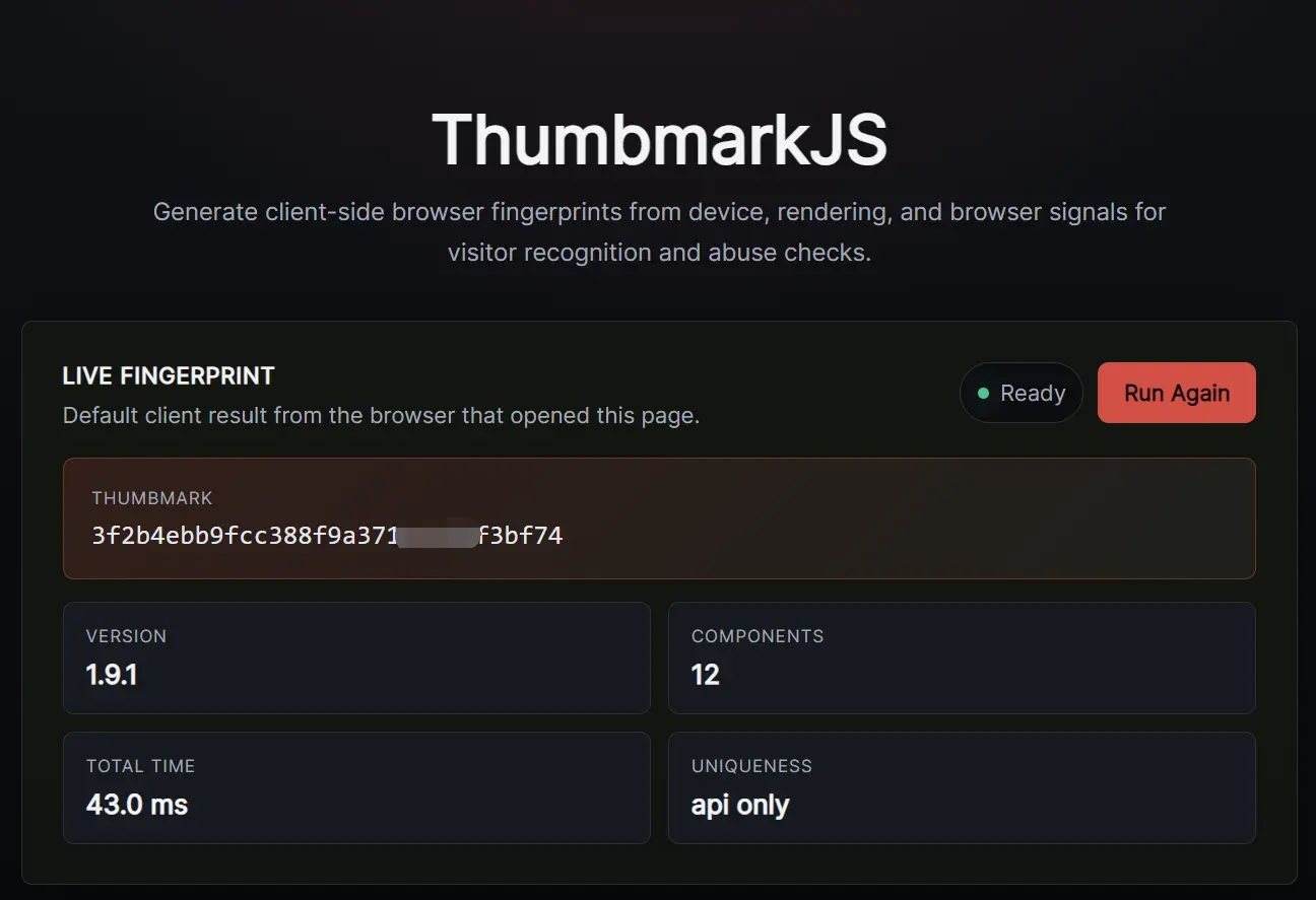 ThumbmarkJS: Client-Side Browser Fingerprinting in JavaScript | CSS Script
